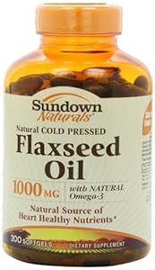 Sundown Naturals Flaxseed Oil 1000 Mg Softgels, 200 Count