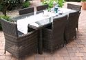 Rattan Garten Sitzgruppe Tisch 6 Sessel / Stühle Polyrattan (Roundrattan) schwarz-braun Lyon6