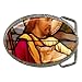 Belt Buckle of Jesus Christ with Lamb in Stained Glass (Our Savior, the Lamb of God, ...