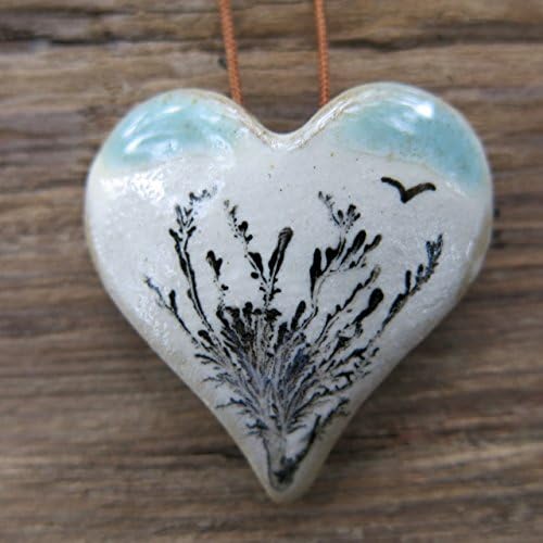 Heart shaped handmade necklace. Dendritic mocha diffusion stoneware adjustable "magic" necklace. One size fits all.