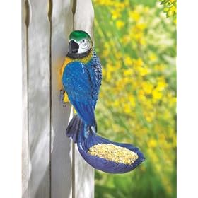 BLUE PARROT MECAW TROPICAL BIRDFEEDER BIRD SEED FEEDER