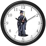 Boy at Graduation in Cap & Gown Wall Clock by WatchBuddy Timepieces (Black Frame)