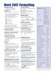 Microsoft Word 2007 Formatting Quick Reference Guide (Cheat Sheet of Instructions, Tips & Shortcuts - Laminated Card)