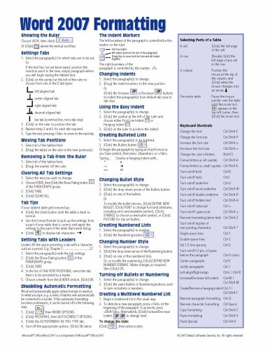 Microsoft Word 2007 Formatting Quick Reference Guide 193443356X pdf