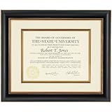 Artcare Tuscan Collection Black and Gold Archival Quality 12 by 15-Inch Wood Document Frame Matted to 8-1/2 by 11-Inch