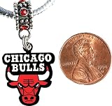 Chicago Bulls Charm with Connector Fits Pandora, Troll, Biagi, Euro Bracelets Penguin Round White