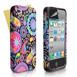Jellyfish Patterned Multicoloured Silicone Gel Case Cover For Apple iPhone 4/4S With Screen Protector Film ~ Yousave Accessories
