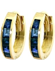Genuine Princess Sapphire 14k Gold Hoop Huggie Earrings