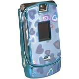 Xcite Xcite Reflective Blue Hearts Snap-On Shell for Motorola RAZR V3