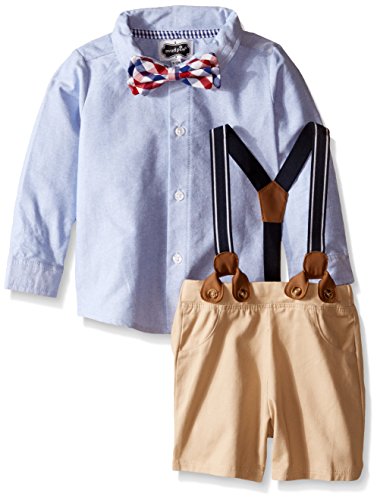 Mud Pie Baby Suspender 2-Piece Short Set, Multi, 9-12 Months