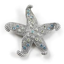 Swarovski Crystal and Freshwater Pearl Starfish Brooch