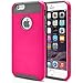 iPhone 6 Plus Case, MagicMobile® Cute Protective Hard Shockproof [Drop Protection] Fashion Cover for Apple iPhone 6 Plus (5.5') Impact Resistant Hybrid Thin Armor Case [ Hot Pink / Gray ] with Clear Screen Protector.