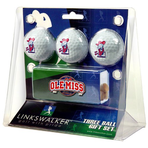 Mississippi Rebels Ncaa 3 Golf Ball Gift Pack W/ Hat Clip