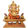 Wooden Ganesh Statue - Hand Carved & Hand Painted