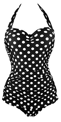 Angerella Vintage 50s Pin Up Halter One Piece Swimsuit