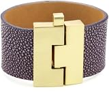 Leighelena Jigsaw Eggplant Polished Stingray Buckle Wide Bracelet