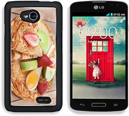 Liili Premium LG Optimus L70 Dual Aluminum Snap Case baked and fruits pancake with honey strawberries and apple on wooden table IMAGE ID 10885590