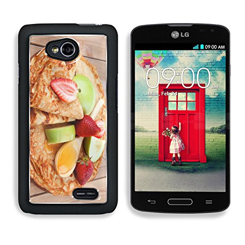 Liili Premium LG Optimus L70 Dual Aluminum Snap Case baked and fruits pancake with honey strawberries and apple on wooden table IMAGE ID 10885590