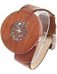 Retro Sanders Big Round Case Quartz Analog Wristwatch Timepiece with Genuine Leather Band for Women Ladies SWWM7-226345