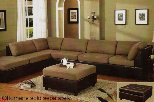 5 pcs Sectional Sofa Set with Contemporary Style Design in Saddle