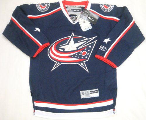 NHL Reebok Columbus Blue Jackets Youth L/XL Stitched/Premier Jersey Blue