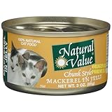 Natural Value Cat Food, Chunk Style Mackerel in Jelly, 3-Ounce Cans (Pack of 24)