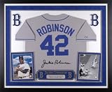 Jackie Robinson Los Angeles Dodgers Jersey Framed Piece with 8x10 Photographs & Plaque