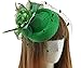 Fascinators Hair Clip Headband Pillbox Hat Bowler Feather Flower Veil Wedding Party Hat, Green, One Size
