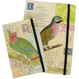 Parakeet Ephemera Combination set: one small and one medium elastic bound notebook