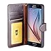 AceAbove Leather Wallet Cover with Hand Strap for Samsung Galaxy S6 - Dark Brown