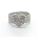 Heart Swarovski Crystal Mesh Silver Ring Size 6