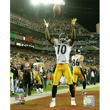 Santonio Holmes Pittsburgh Steelers Super Bowl XLIII Endzone Celebration 8x10 Photo