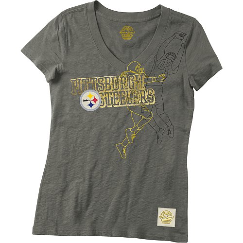 Pittsburgh Steelers Retro Sport Women's The Catch V-Neck T-Shirt
