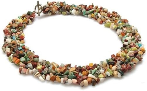 Mix Natural Stone Collar \ Choker Necklace - Chip Stone