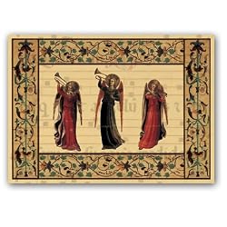 Gregorian Chant with Angels - 5" x 7" Vellum Overlay Christmas Greeting Card