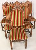 Set 6 Vintage French Renaissance Carved Dining Chairs