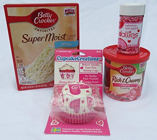 Valentine Cupcake Baking & Decorating Bundle with Cherry Icing -- 4 items