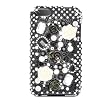 SPARKLING BLACK WHITE ROSE FLOWER FULL DIAMOND RHINESTONE SNAP ON HARD SKIN BLING BACK COVER CASE FOR APPLE IPOD TOUCH ITOUCH 2ND GEN 3RD GEN