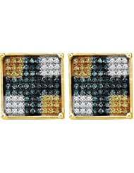 10KT Yellow Gold 0.95 CTW Diamond Micro Pave Earring