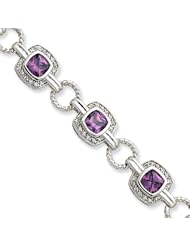 Sterling Silver Purple & Clear Cz Bracelet