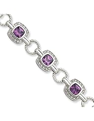 Sterling Silver Purple & Clear Cz Bracelet, Best Quality Free Gift Box Satisfaction Guaranteed
