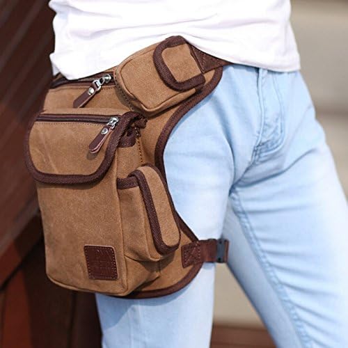 Winterplum Multifunction Outdoor Cotton Sport Leg Bag Canvas Waist Bag Money Belt Fanny Pack Coffee