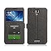 podofo New Ultra-Thin Pu Luxury Flip Leather Case Cover with Smart Windows for Lenovo S8 S898t(Black)