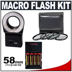 Cobra Macro Close-up Ring Light Flash + Batteries and Charger + 58mm Macro Photography... by Cameta