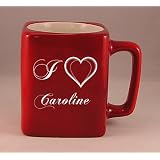 Laser Engraved Coffee Mug with I Love Caroline by SHOPZEUS