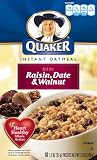 Sale Quaker Instant Oatmeal Raisin, Date & Walnut, 10-Count Boxes (Pack of 4) by Quaker