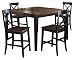 Hillsdale Englewood Rectangle Counter Height 5-Piece Dining Set, Rubbed Black with Brown Cherry Finish, Set Includes 1-Table and 4 Stools