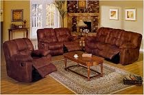 Brown Microfiber Recliner Living Room Set