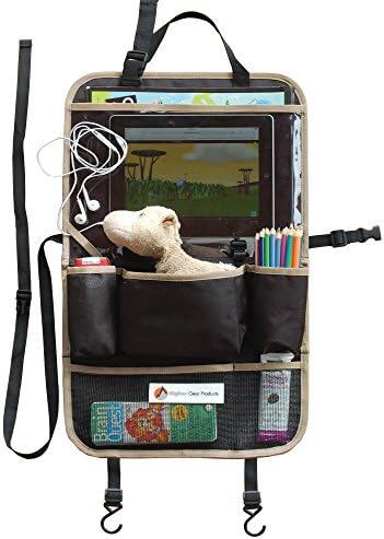 Seat Back Organizer For Car- Extra Large Multi- Pocket Storage-Reduces Clutter- Large Clear Screen Ipad Tablet Pocket- Heavy Duty Construction by Higher Gear Products