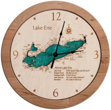 Witters Lake 2D Laser Carved 14.5 inch Clock Map - Waushara - WI